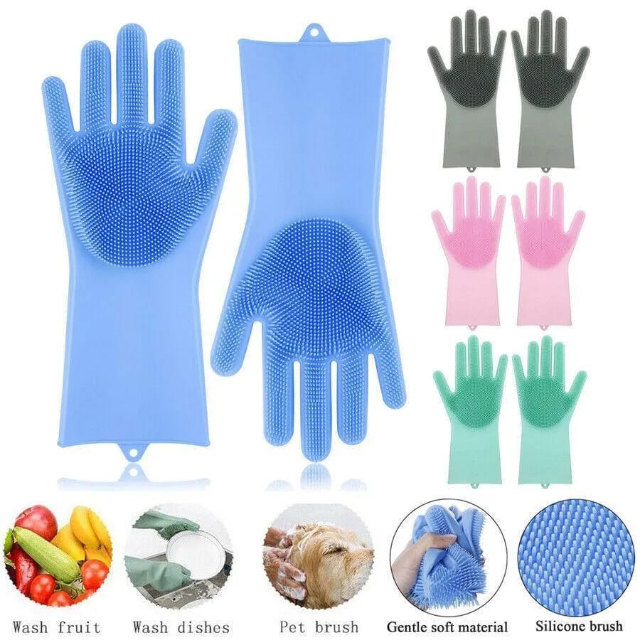 Multi Purpose Silicone Washing Gloves Multi Color Heat Resistant