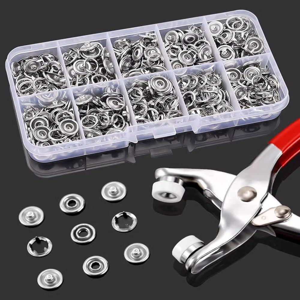 Full Body Metal Snap Button Set with Hand Pressure Plier Button Press