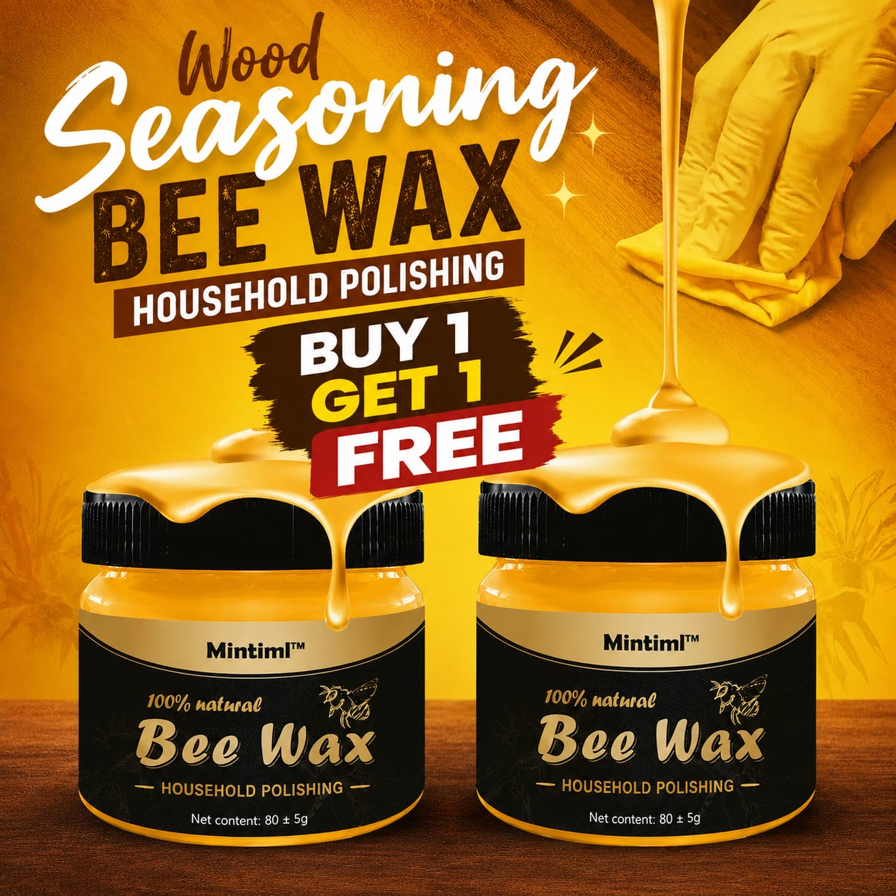 Buy 1 Get 1 Free Offer - Beewax Imported Furniture Cleaning and Real Shine Polish with Long Lasting Formula (2 Pcs)