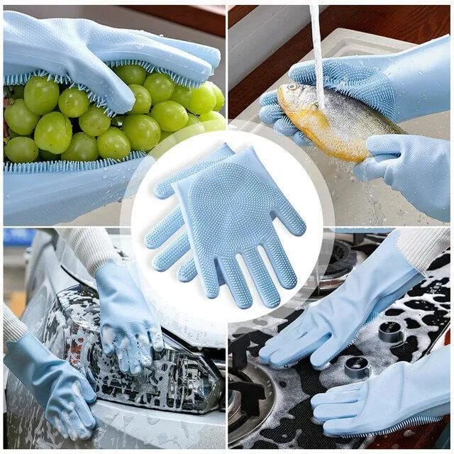 Multi Purpose Silicone Washing Gloves Multi Color Heat Resistant
