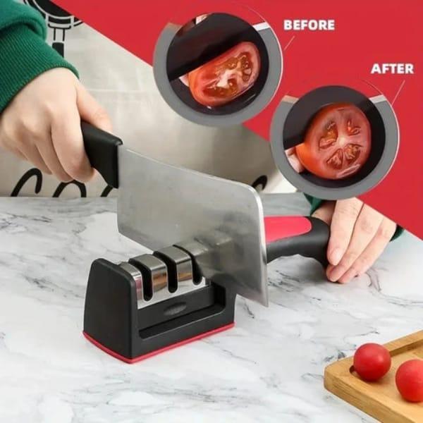 Multi-Function 3 Stages Type Knife Sharpener Handheld with Non-Slip Base for Ceramic Steel and Knives