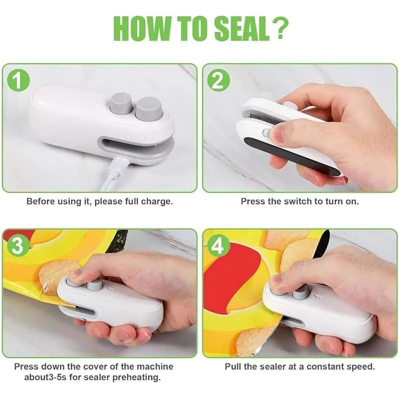 Rechargeable 2 in 1 Portable Mini Food Bag Heat Sealer And Cutter For Home and Outdoor Use
