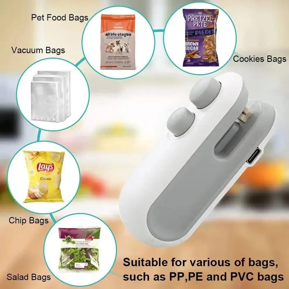 Rechargeable 2 in 1 Portable Mini Food Bag Heat Sealer And Cutter For Home and Outdoor Use