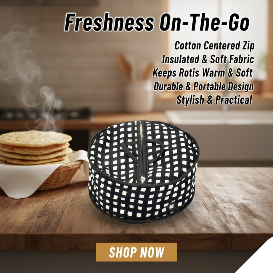 Pack Of 3 - Roti Basket Circle – Roti Chapati Box with Zipper Cover Just Rs. 1099 Only