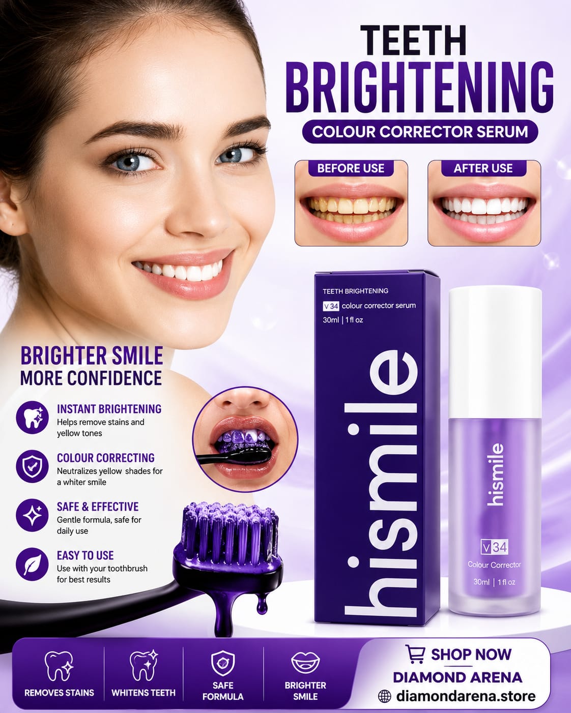 Hismile v34 Color Corrector Serum - Instant Teeth Whitening