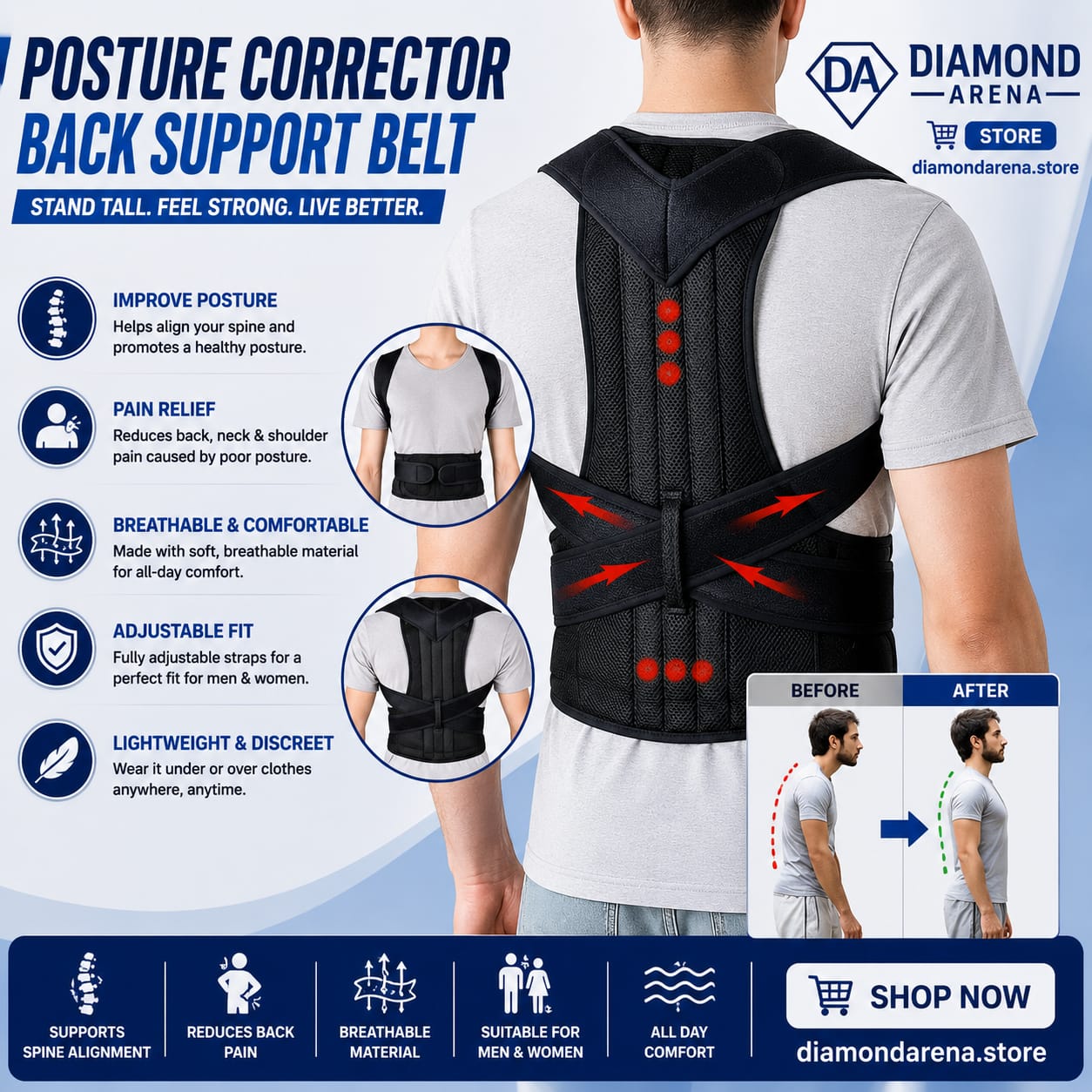 Adjustable Posture Corrector Belt for Waist and Back Support Just Rs. 1299 Only