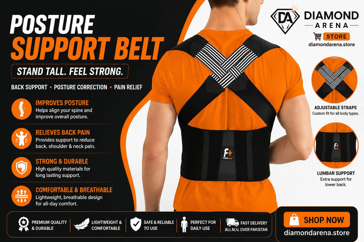 Unisex Elastic Adjustable Back Posture Corrector Belt Men & Women Only 1399 Rs
