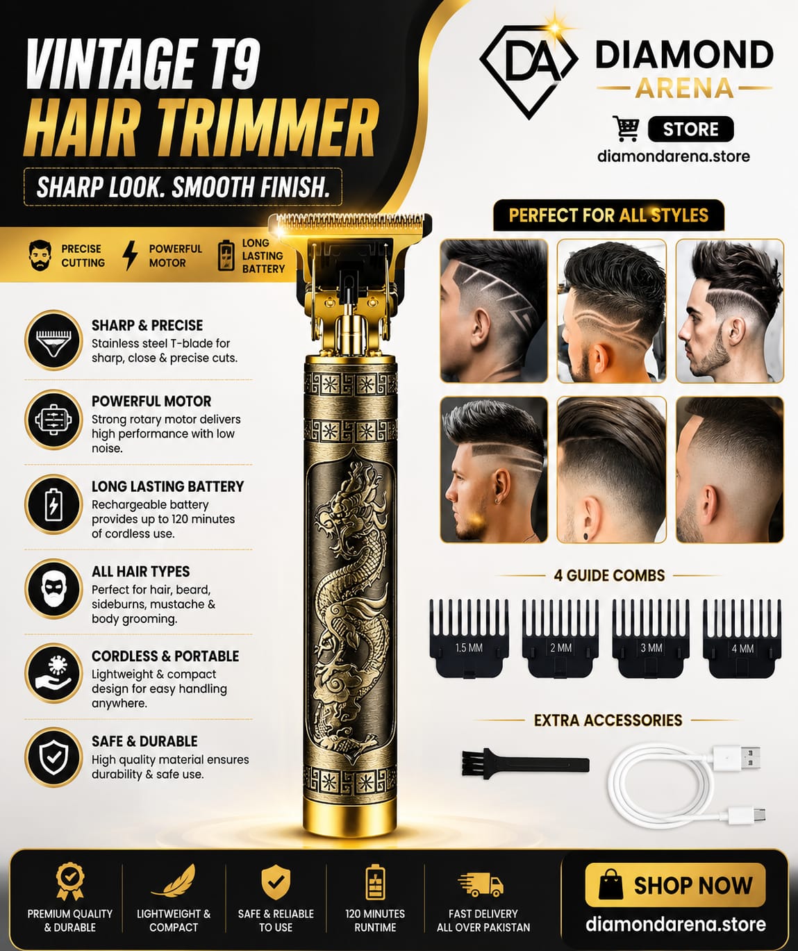 T9 Hair Cutting Machine Hair Clippers Rechargeable Beard Shaver for Men