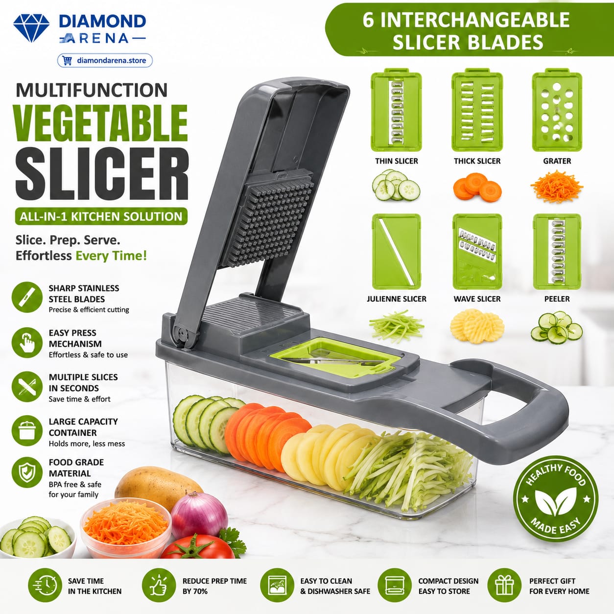 16-in-1 Vegetable Slicer Cutter Multi-Use Kitchen Tool.