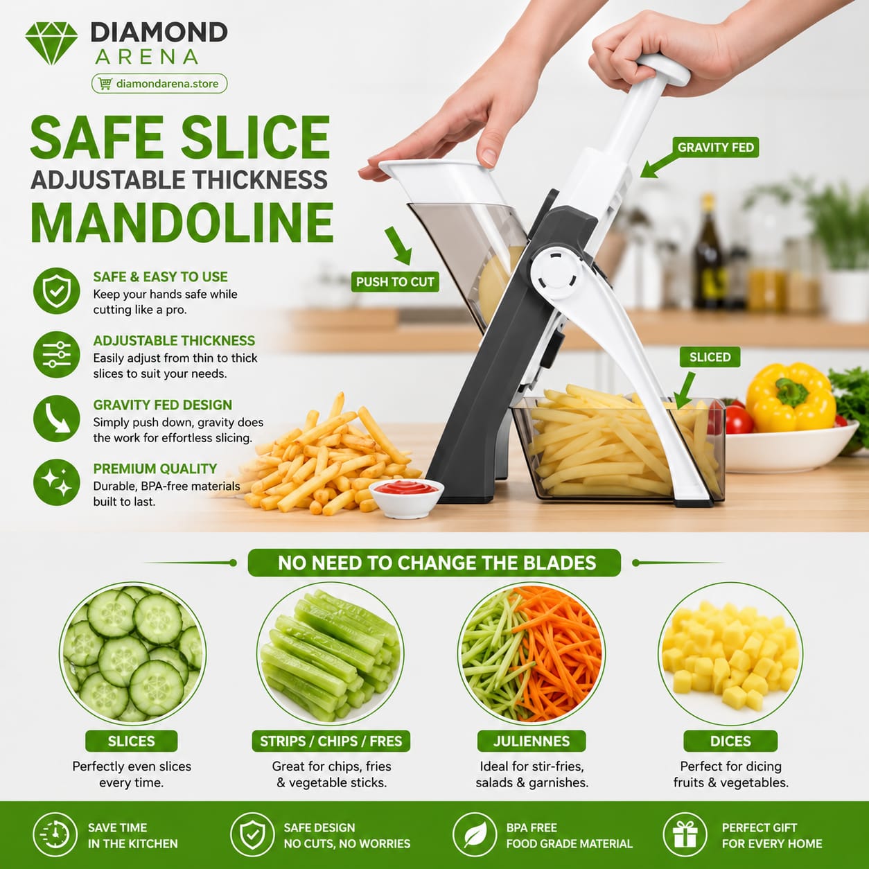 Imported Multi-Purpose Kitchen Vegetable Slicer - Multifunctional Mandoline chopper