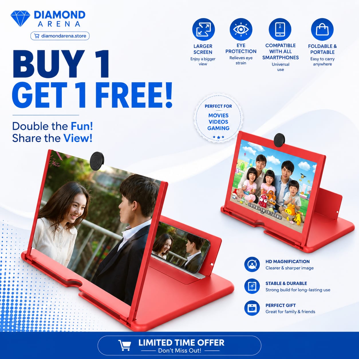 Buy 1 get 1 free Phone Screen Magnifier in Super Premium Quality