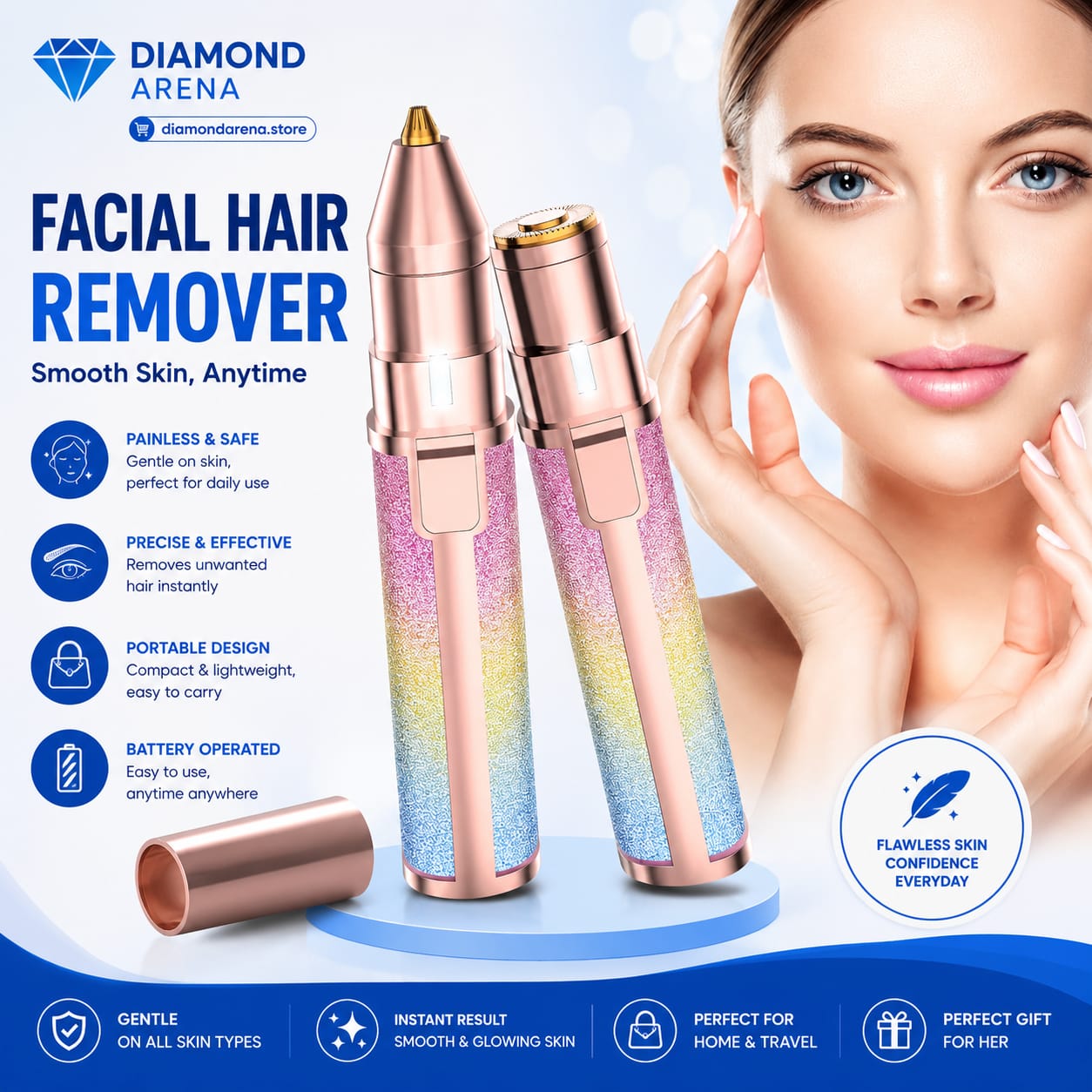 2-in-1 Facial Hair Remover & Eyebrow Trimmer