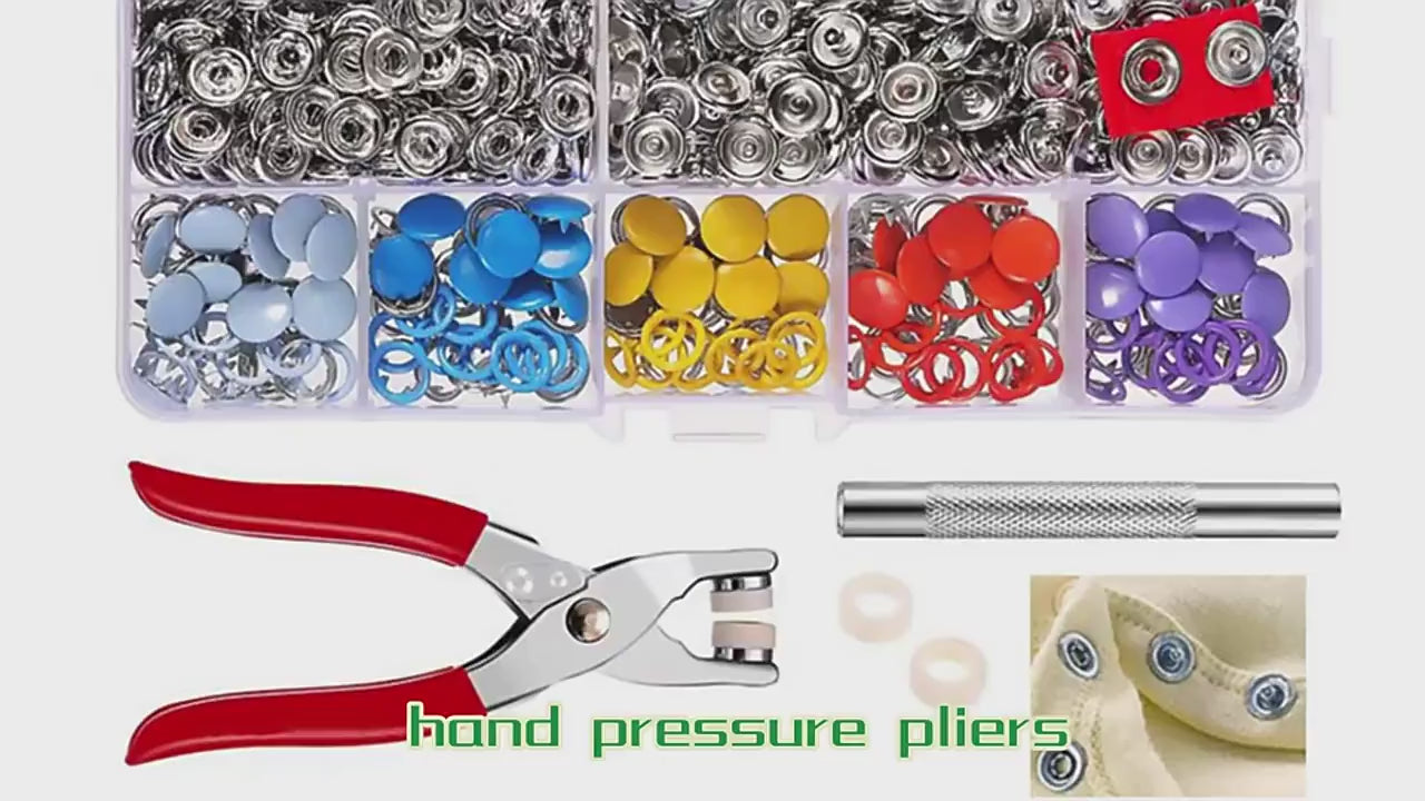 Full Body Metal Snap Button Set with Hand Pressure Plier Button Press